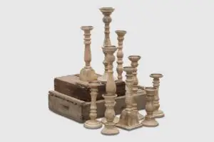 Greentown Wooden Candlesticks