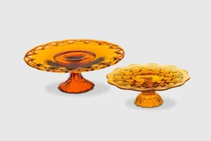 Amber Glass Cake Stands