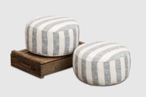 Tillis Striped Poufs-Blue
