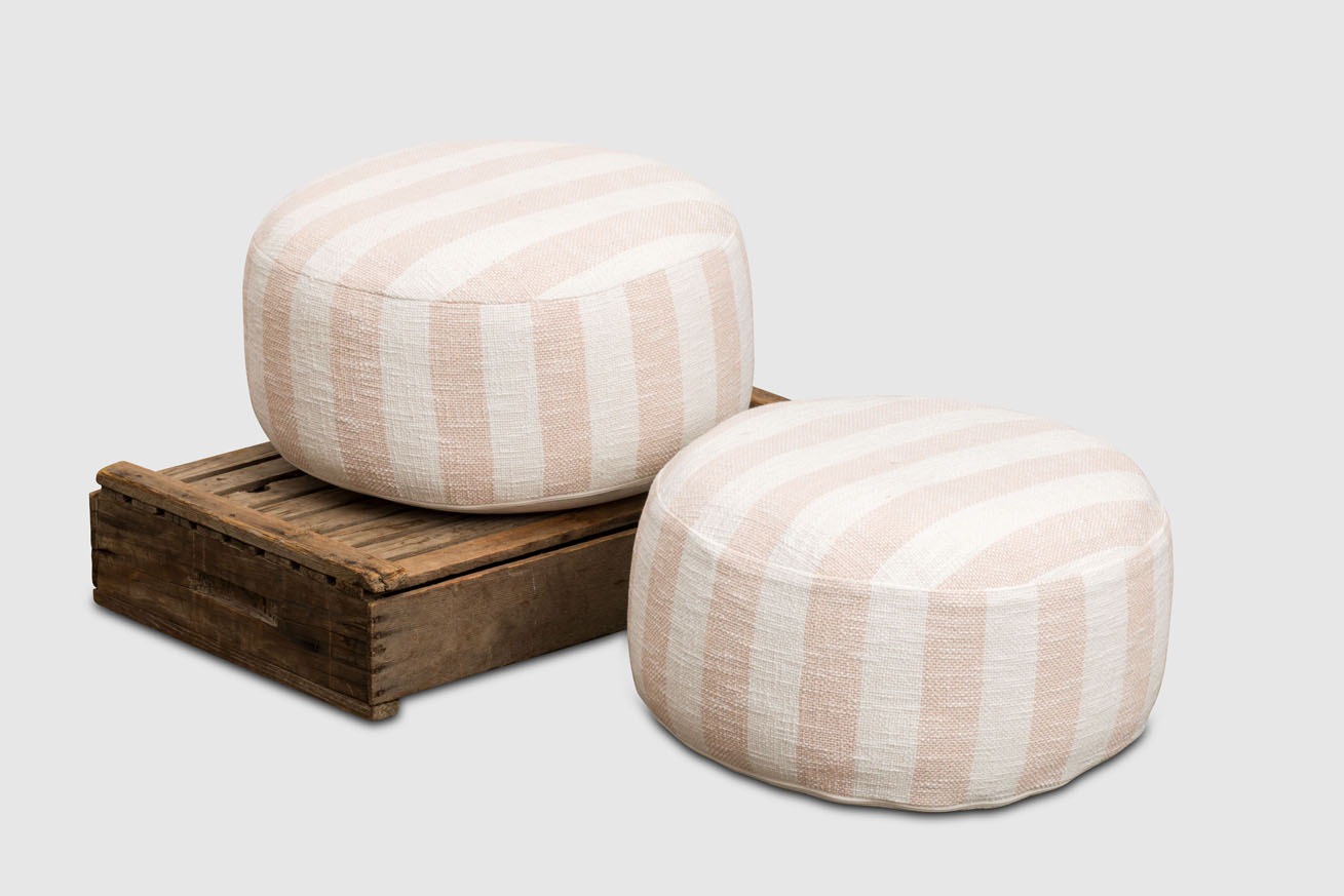 Tillis Striped Poufs-Pink