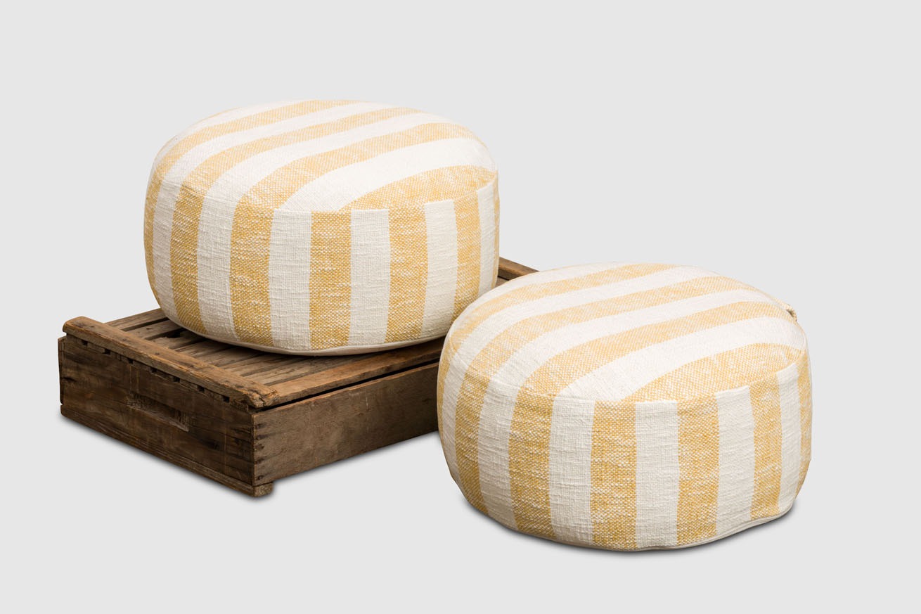 Tillis Striped Poufs-Yellow